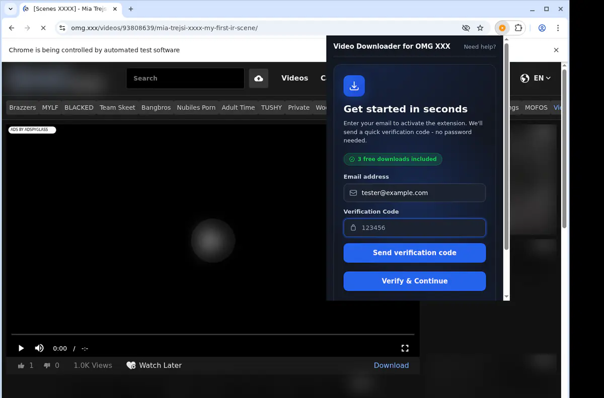 Omgxxx Video Downloader browser extension screenshot 4